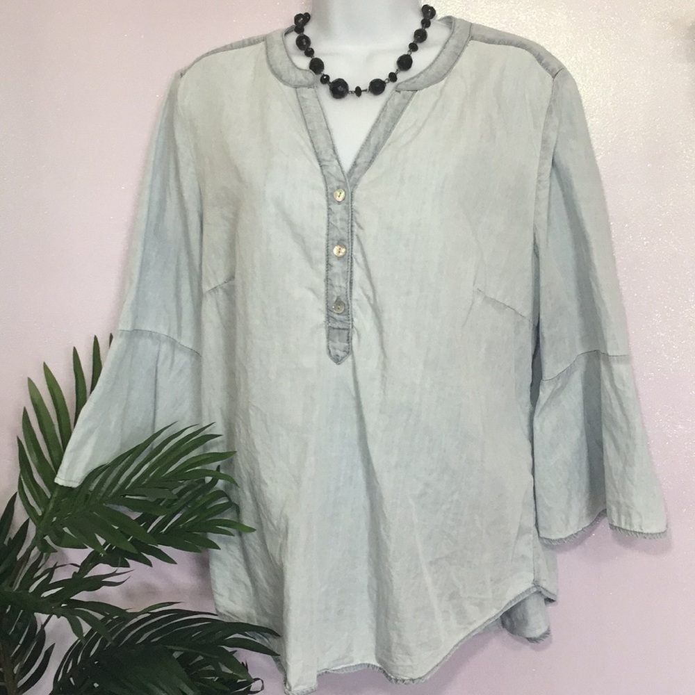 Chico’s Chambray Bell Sleeve Top